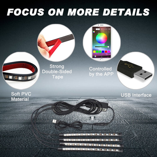 Bluetooth RGB Footwell Strip Lights x4