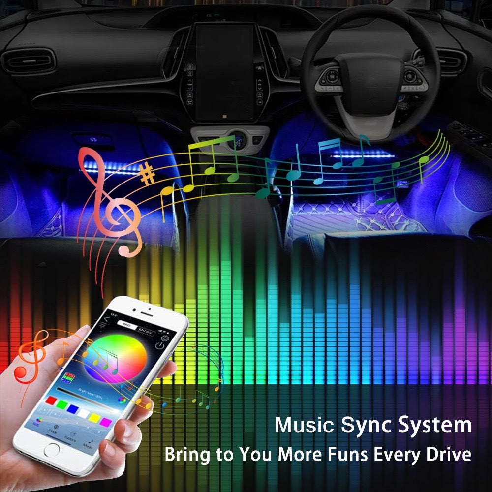 Bluetooth RGB Footwell Strip Lights x4