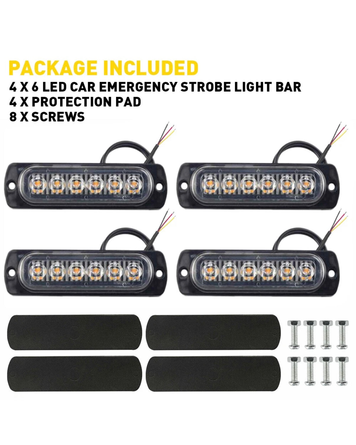 6 LED Amber Strobe Beacon x4