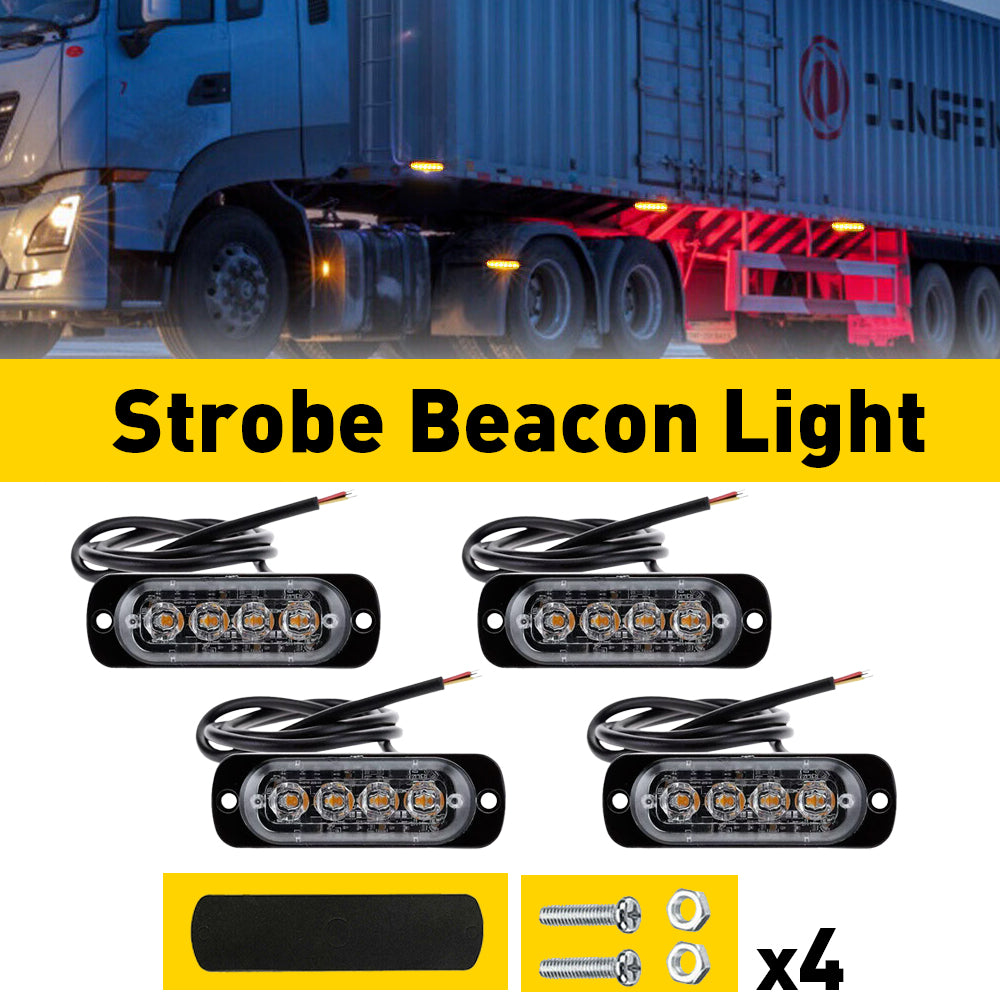 4 LED Amber Recovery Strobe Flashing Grille Light