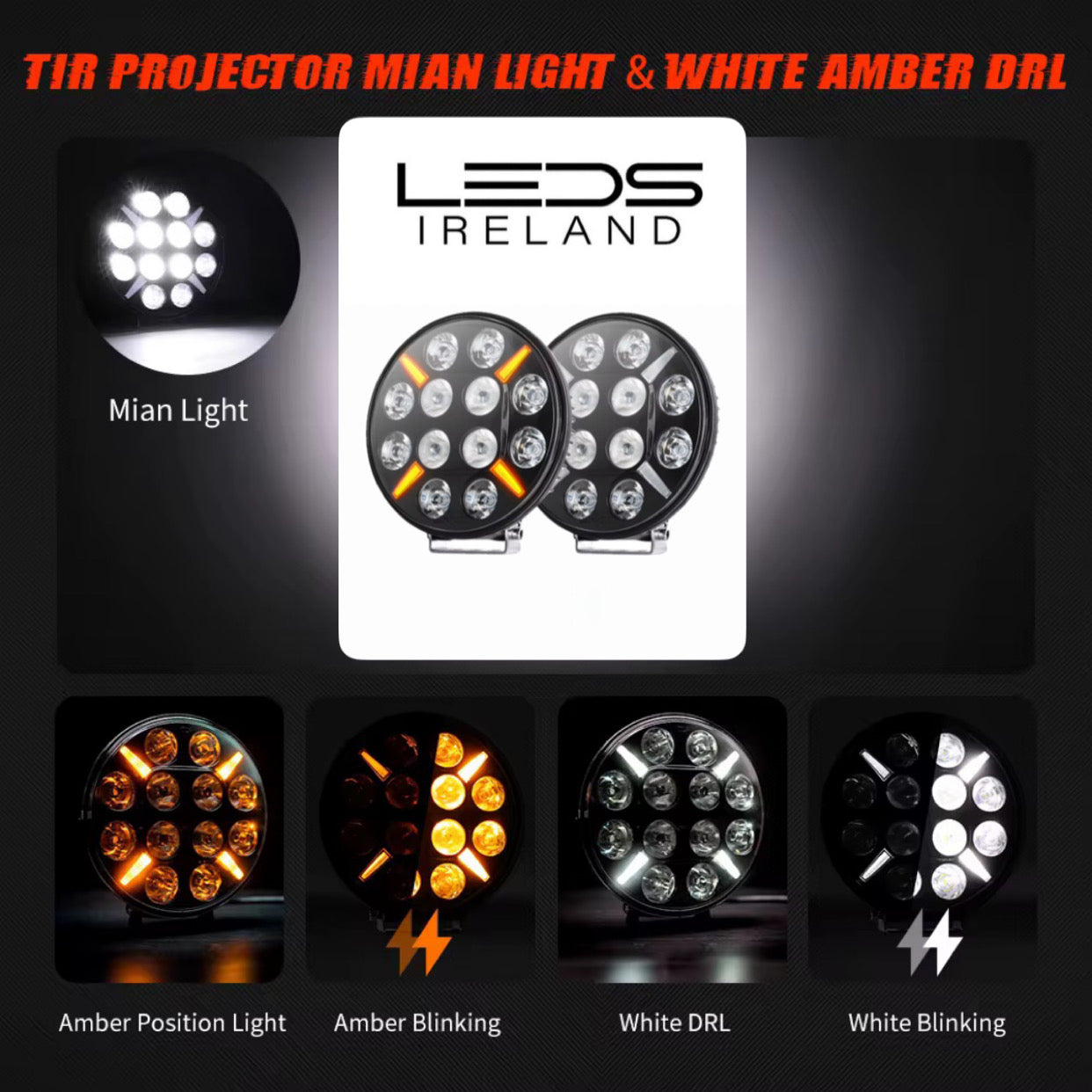 Atomic 9 Inch Spot Lamp with Amber & White DRL – Strobe